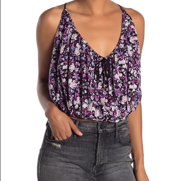 NWT Free People Daisy Babe Halter Tank Top,V-neck,front tie,back keyhole,Size S - Picture 2 of 7